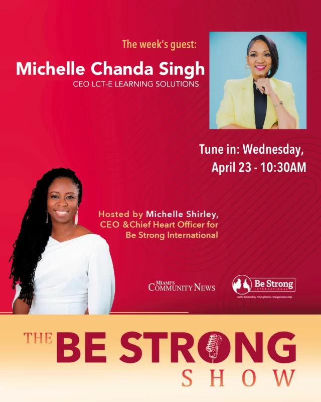 📣 This week on The Be Strong Show we're excited to welcome Michelle Chanda Singh, CEO of LCT-E Learning Solutions! 💡✨ 

Join us as she chats with host Michelle Shirley, CEO & Chief Heart Officer of Be Strong International, about education, leadership, and making a lasting impact. 

🎥 Tune in Wednesday, April 23 at 10:30 AM, you won’t want to miss this powerful conversation! 

#BeStrongShow #Leadership #CommunityEmpowerment #StrongerTogether