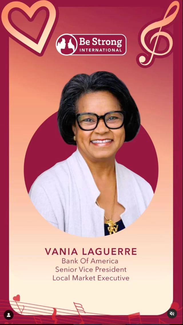 🌟 Stronger Together Honoree 2025: Vania Laguerre 🌟

As Senior VP and Local Market Executive at Bank of America, Vania Laguerre is deeply rooted in the belief that real change happens when you invest in what you care about.

She knows that connection is key—and sees the next generation as critical to building strong, lasting relationships within the community. We’re proud to honor her with the Stronger Together Award.

🎥 Watch the full video now on our YouTube channel!

#StrongerTogether #BeStrongInternational #InvestInImpact #CommunityConnection #HeartsInRhythm
